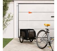 Kaloriko Remorque de vélo pour Animaux de Compagnie Noire, Poussette Landau Chariot Buggy Transport Promenade Voyage, Chariot Pliable en Tissu Oxford et Fer, Cabine 45 kg, pour Chien Chat Chiot Lapin