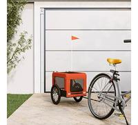 Kaloriko Remorque de vélo pour Animaux de Compagnie Orange et Noir, Poussette Landau Chariot Buggy Pliable en Tissu Oxford, Cabine spacieuse 45 kg avec Filet Respirant, Frein, Roues