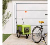Kaloriko Remorque de vélo pour chien vert et noir en tissu Oxford et fer avec toit en PVC, pliable et ventilé, 45 kg, idéale pour les voyages, l'extérieur, la marche et le transport