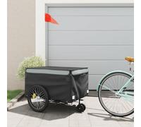 Kaloriko Remorque de vélo Robuste Noir et Gris 45 kg pour Transport Cargo, Camping, Course, Promenade, Ville, VTT, Chien, Enfant, bébé, Animal, Pliable, sécurité, Suspension, Roues 38 cm