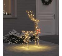 Kaloriko Renne 3D en rotin avec 140 LED - Blanc chaud - 70 x 41 x 128 cm - Décoration de Noël avec arc rouge - Source d'alimentation USB - Décoration festive pour l'Avent et l'hiver