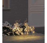 Kaloriko Renne à LED avec 40 LED blanc chaud - Matériau PET - 2 pièces - Décoration de Noël pour l'intérieur et l'extérieur protégés - 44 x 18 x 65,5 cm et 58,5 cm - Figurine festive avec port USB