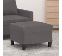 Kaloriko Repose-pieds gris en cuir synthétique 60 x 50 x 41 cm avec cadre en contreplaqué stable, tabouret moderne rembourré comme siège et repose-pieds pour salon, chambre à coucher, canapé et