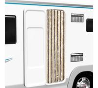 Kaloriko Rideau anti-mouches, marron foncé, beige, 56 x 185 cm, chenille, sans bruit, flexible, avec crochets, pour caravane, balcon, porte de terrasse et fenêtre, intimité et isolation thermique