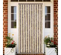 Kaloriko Rideau Anti Mouches Marron foncé et Beige 90 x 200 cm en Chenille de polypropylène, moustiquaire Porte réglable avec Crochets pour Maison, Mobil Home, Caravane, intérieur et extérieur