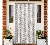 Kaloriko Rideau Anti Mouches Taupe et Blanc 100 x 230 cm en Chenille de polypropylène, moustiquaire Porte Amovible, Filet Anti Insecte pour Chambre Salon Cuisine, intérieur extérieur