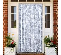 Kaloriko Rideau bleu blanc argenté en polypropylène chenille 100 x 220 cm, moustiquaire pour porte et fenêtre, léger, silencieux, imperméable