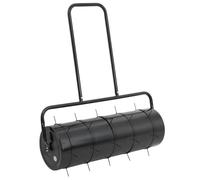 Kaloriko Rouleau de gazon avec pinces d'aération à tirer, noir, capacité 63 l, fer et acier, Ø 30 x 90 cm, pour jardin, compactage du sol, pousser les graines et niveler la pelouse