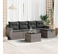 Kaloriko Salon de Jardin 6 pièces en résine tressée avec Coussins Gris, canapé modulable, Table de Jardin, Pouf, Espace de Rangement résistant à l'eau Parfait pour extérieur Patio et Balcon