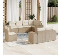 Kaloriko Salon de Jardin 8 pcs Beige en résine tressée avec Coussins Amovibles, Ensemble mobilier extérieur pour terrasse, Balcon ou Patio, adapté pour Conversations et détente en Plein air