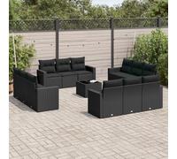 Kaloriko Salon de Jardin avec Coussins 13 pcs Noir résine tressée canapé Fauteuil Pouf Angle Module élément siège Banquette Sofa méridienne chauffeuse accoudoir Dossier modulable