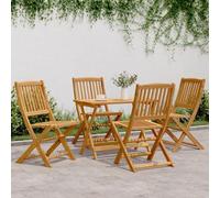 Kaloriko Salon de jardin pliable en bois d'acacia massif, 4 chaises et 1 table, finition huile naturelle, 90 x 52,5 x 65 cm, ensemble de meubles d'extérieur robustes pour balcon, terrasse