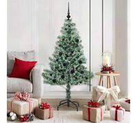 Kaloriko Sapin de Noël Artificiel enneigé LED 150 cm, polyéthylène Durable, 150 lumières Blanches Chaudes USB 5 V, 1 Lot de Boules et Sommet, pour Salon, Jardin abrité, Ambiance Hiver