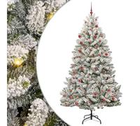 Kaloriko Sapin de Noël Artificiel Lumineux Vert et Blanc 210 cm en PVC et métal, 300 LED, Branches articulées, Boules incluses, Usage intérieur et extérieur abrité, décor Neige pour Salon