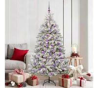 Kaloriko Sapin de Noël Artificiel Vert et Blanc 180 cm en PVC et métal, 300 LED USB 5 V, 8 Modes Lumineux, Branches articulées, Boules incluses pour intérieur et extérieur abrité