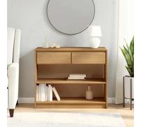 Kaloriko SAUDA Table console aspect chêne massif 89,5 x 36,5 x 73 cm avec 2 tiroirs et étagères, peu encombrant pour couloir, couloir, salon, espace de rangement et présentation décorative