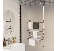 Kaloriko Séchoir à Linge Suspendu à 3 Niveaux en Aluminium argenté, étendoir Pliable et Extensible 50 x 25 x 90 à 135 cm, Montage Mural ou Porte, pour buanderie, Bain, Balcon intérieur