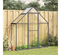 Kaloriko Serre avec cadre de fondation, anthracite, 169 x 58 x 195 cm, en aluminium et polycarbonate, avec fenêtre d'aération et porte battante pour jardin, extérieur, légumes, plantes, protection