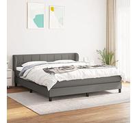 Kaloriko Sommier à Lattes de Lit avec Matelas, Gris Foncé 180x200cm, Tissu Durable, Tête de Lit Réglable, Matelas à Ressorts Ensachés pour Chambre, Meuble de Relaxation