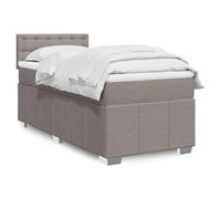 Kaloriko Sommier à Lattes de Lit avec Matelas, Taupe 90x200 cm, Tissu Polyester Durable, Tête de Lit Réglable, Ressorts Ensachés, Surmatelas Confortable pour Chambre