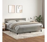 Kaloriko Sommier à Lattes Lit et Matelas Gris Clair 160x200cm, Velours Doux, Tête de Lit Réglable, Ressorts Ensachés, Support Moyen-Dur, Ensemble de Literie Confortable
