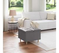 Kaloriko Sous-main de rangement gris en cuir synthétique 60 x 60 x 45 cm avec espace de rangement et surface rembourrée, structure en bois stable, tabouret polyvalent pour salon, chambre à coucher et