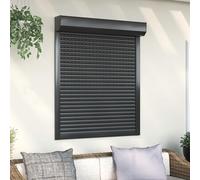 Kaloriko Store enrouleur anthracite 100 x 120 cm en aluminium et polyuréthane avec lamelles pour protection solaire, brise-vue et protection thermique sur balcon, terrasse, façade