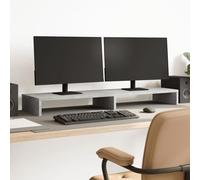 Kaloriko Support de moniteur gris béton - En bois - 100 x 27 x 10 cm - Double écran avec étagère pour bureau à domicile - Ergonomique et peu encombrant pour un meilleur confort visuel