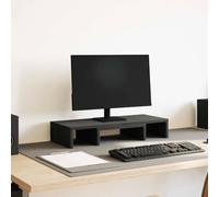 Kaloriko Support de moniteur réglable noir aspect chêne - En bois - 60 x 24 x 10,5 cm - Support ergonomique pour deux écrans avec embout inclinable - Organiseur peu encombrant pour le bureau, le
