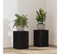 Kaloriko Support de Plante en Bois d ingénierie chêne Noir Lot de 2 20 x 20 x 30 cm pour intérieur et extérieur, Balcon, terrasse, Jardin, Pot, Fleur et Plante grimpante
