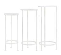 Kaloriko Support de Plantes Vintage en métal Blanc Antique, Lot de 3 Tailles gigognes 20 25 30 cm, décoratif pour Fleurs, Balcon, terrasse, intérieur et extérieur