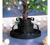 Kaloriko Support de sapin de Noël en métal noir 29 x 29 x 15,5 cm avec réservoir d'eau, support de sapin anti-basculement pour salon et extérieur, support pour véritable arbre jusqu'à 2,1 m, design