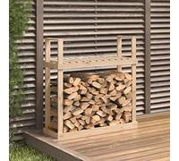 Kaloriko Support pour Bois de Chauffage en Bois de pin Massif 110 x 35 x 108,5 cm, Accessoire Range bûche, Porte Panier et Sac Chariot pour cheminée, poêle, Insert