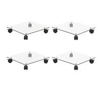 Kaloriko Support Roulant à Plantes 4 pcs 35 x 35 cm carré, Verre trempé 5 mm, Roulette 360°, Freins, intérieur extérieur Balcon terrasse pour Pot Jardin Fleur
