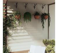 Kaloriko Support Structure pour Panier Suspendu en Acier Noir avec Jardiniere Suspendue, 4 pcs, Fixation Murale, Balcon terrasse Jardin, pour Plante, Fleur, Vigne, Rosier, tuteur decoratif