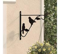 Kaloriko Supports de Panier Suspendu Noirs en Acier Enduit de Poudre, 4 pièces, 29,5 x 26 cm, Charge 5 kg, avec Crochets et Chevilles pour Jardin, Balcon, terrasse, Plante Fleur Vigne