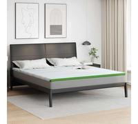 Kaloriko Surmatelas Blanc et Vert 200 x 200 cm, Tissu Jacquard, Mousse a memoire de Forme, literie Interieur 6 cm, Couvre Matelas Respirant, Confort Matelasse pour lit, Entretien Facile
