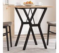 Kaloriko Table à Manger en Bois de pin Massif Cadre en Y Acier Enduit de Poudre 60 x 60 x 75 cm pour Cuisine Salon séjour Repas Famille Meuble Style Industriel