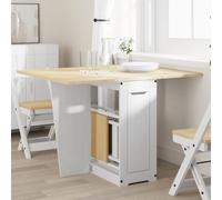 Kaloriko Table à Manger Papillon Pliable Corona Blanc Bois de pin Massif, Extensible et Rabattable, Meuble Salle Cuisine Salon séjour, Repas Famille, Gain Place pour réception et Bureau