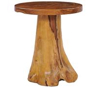 Kaloriko Table Basse Bois de Teck Massif 40x40 cm avec Plateau Rond et Support Racine de Teck pour Salon séjour Chambre intérieur Design Rustique