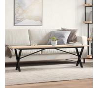 Kaloriko Table Basse Cadre en X en Bois de pin Massif et Acier Enduit de Poudre 160 x 40 x 45 cm, Meuble Salon séjour Style Industriel scandinave, pour Espace Famille et réception