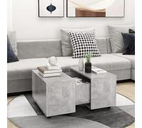 Kaloriko Table basse gris béton 60 x 60 x 38 cm extensible avec roulettes en bois dérivé du bois Table de salon carrée avec espace de rangement Design moderne pour votre maison