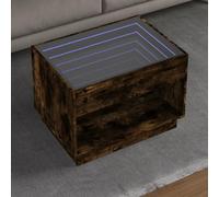 Kaloriko Table basse Infinity-LED Chêne fumé 70 x 50 x 50 cm Table d'appoint moderne en bois avec éclairage RVB Table de salon durable pour collations et décoration