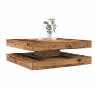 Kaloriko Table basse pivotante à 360 ° aspect bois vieilli 90 x 90 x 34,5 cm, table de salon moderne avec espace de rangement, table basse facile d'entretien pour le salon