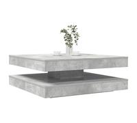 Kaloriko Table basse pivotante à 360° Gris Béton 90 x 90 x 34,5 cm Matériau bois Design moderne avec espace de rangement pour salon