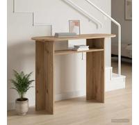 Kaloriko Table console Artisan en chêne - 100 x 39,5 x 75 cm - Design fin - Pour couloir, salon, entrée - Peu encombrante comme table d'appoint avec étagère et espace de rangement
