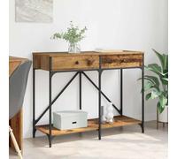 Kaloriko Table console aspect bois vieilli 100 x 39 x 78,5 cm, en matériau dérivé du bois, avec tiroir et étagère, table d'appoint robuste pour couloir, entrée, salon