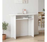 Kaloriko Table console blanche brillante en bois 100 x 39,5 x 75 cm étroite peu encombrante polyvalente comme table d'appoint pour couloir, salon, entrée avec étagère moderne et espace de rangement