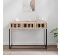 Kaloriko Table Console Bois d'ingénierie et Fer 105x30x75 cm avec 3 tiroirs Rangement, Plateau Robuste, Pieds métalliques, idéale pour entrée Salon Bureau, Style scandinave Moderne