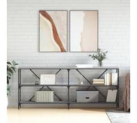 Kaloriko Table console grise Sonoma en bois et fer - 180 x 30 x 75 cm - Table d'appoint avec espace de rangement et étagère - Pour couloir, salon, entrée, design moderne